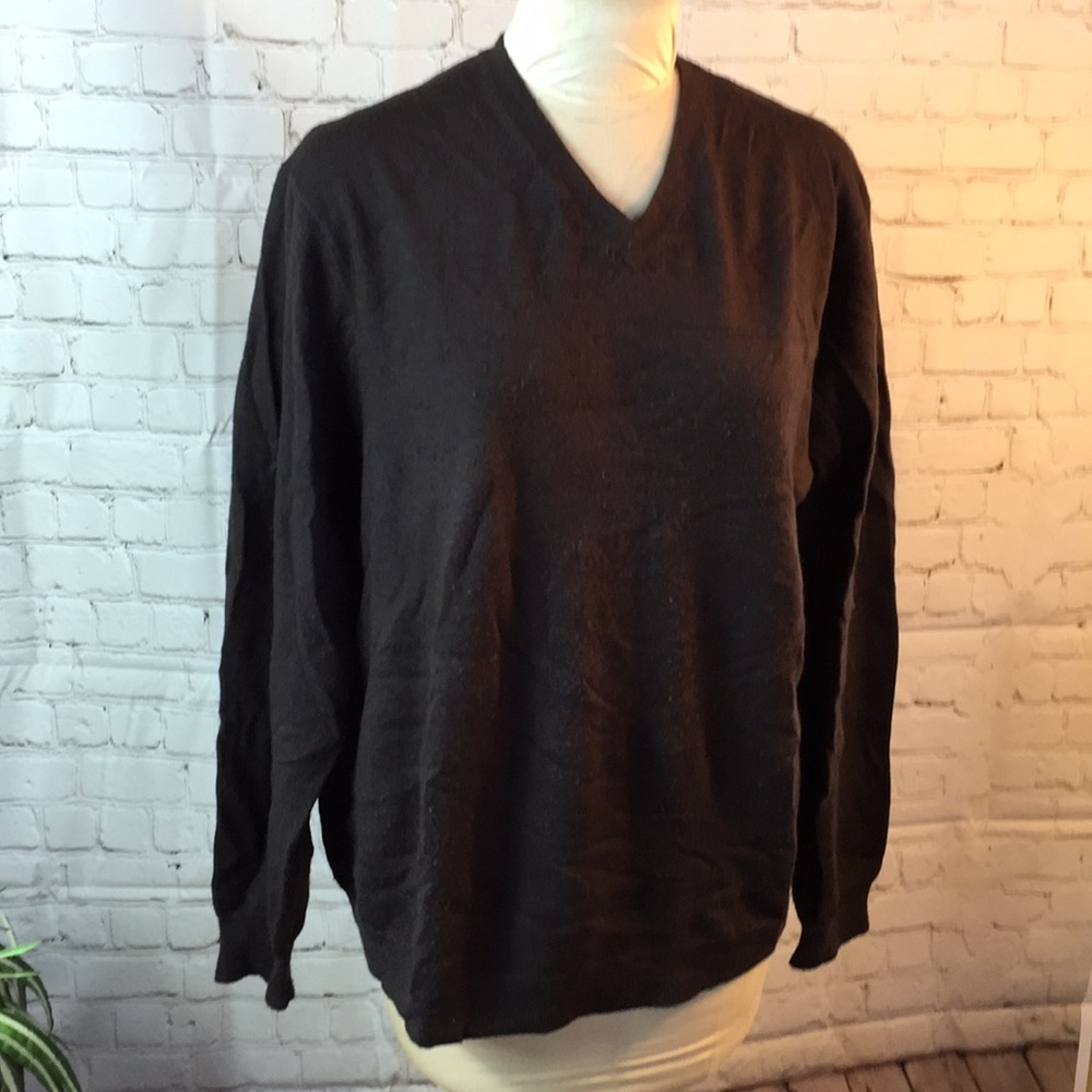 Davis & Squire Brown Wool V-neck Sweater XXL